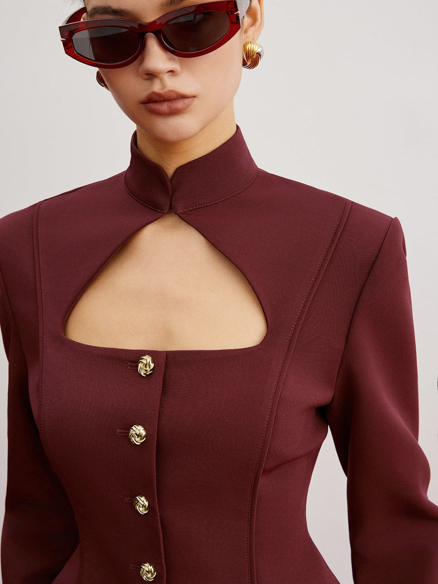 Omuz Pedli Kesik İnce Blazer