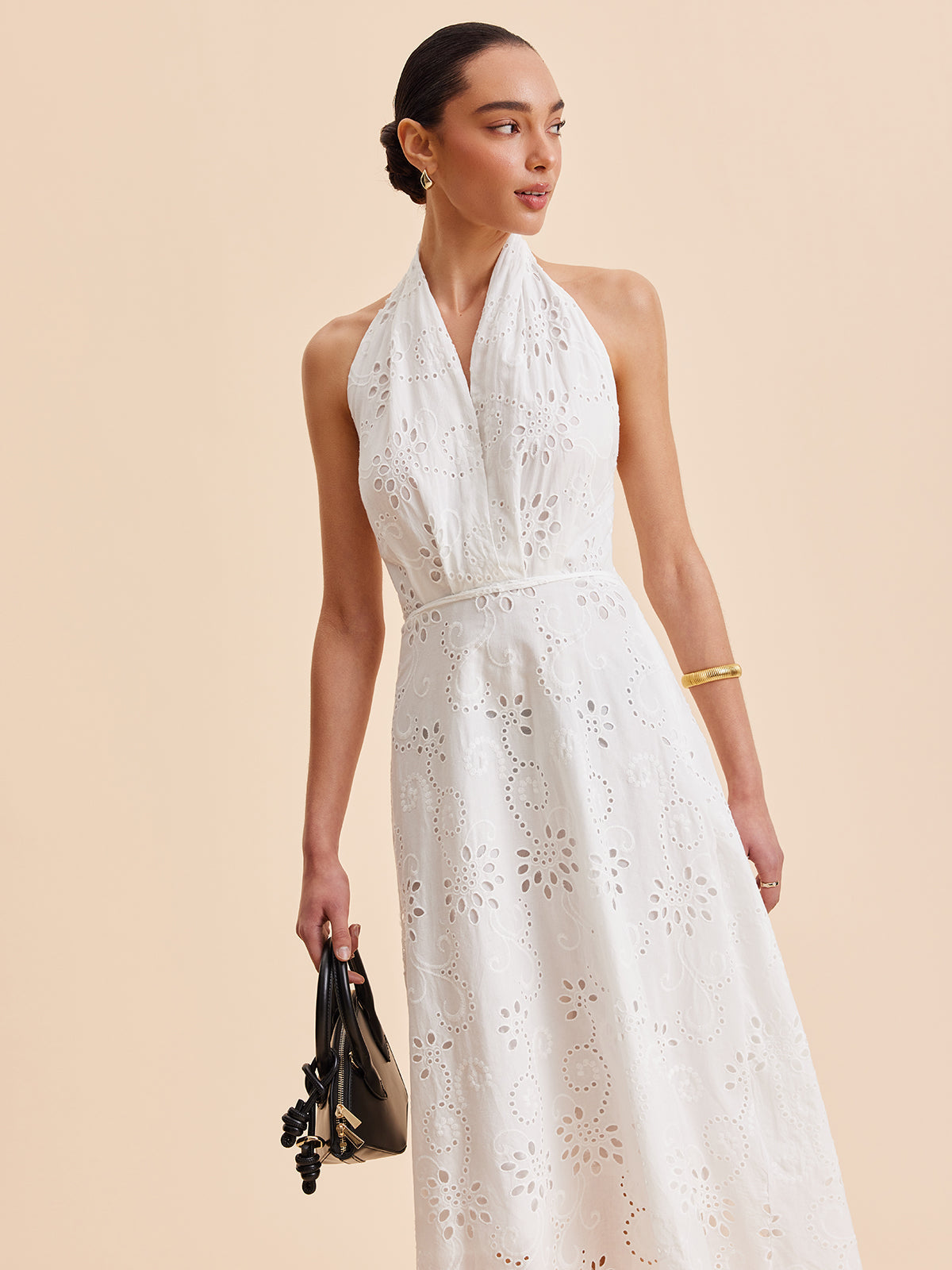 Halter Yakalı, Kuşaklı, Midi Elbise