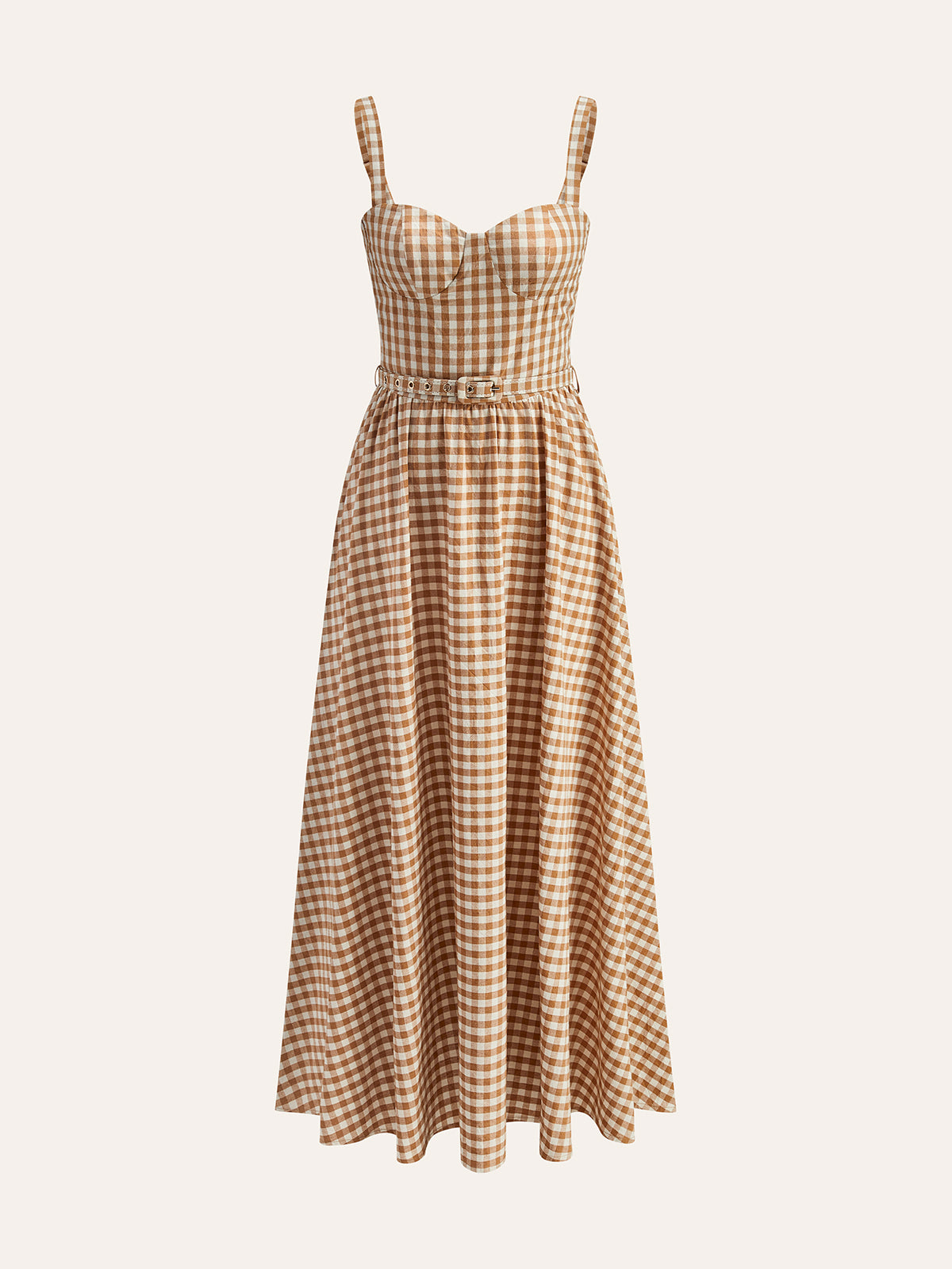Gingham Kemerli Büstiyer Elbise