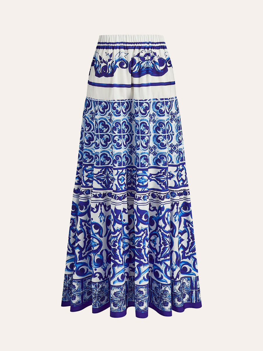 Boho Desenli Saten Etek