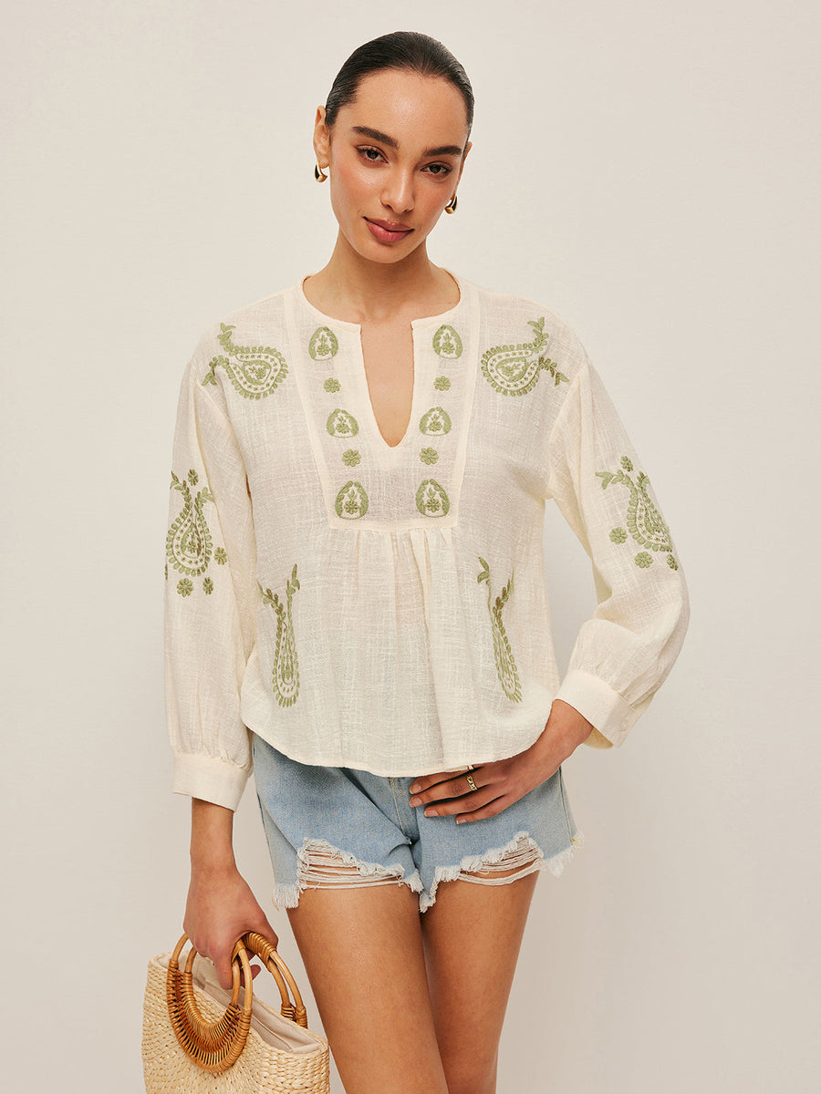 Boho İşlemeli Bluz