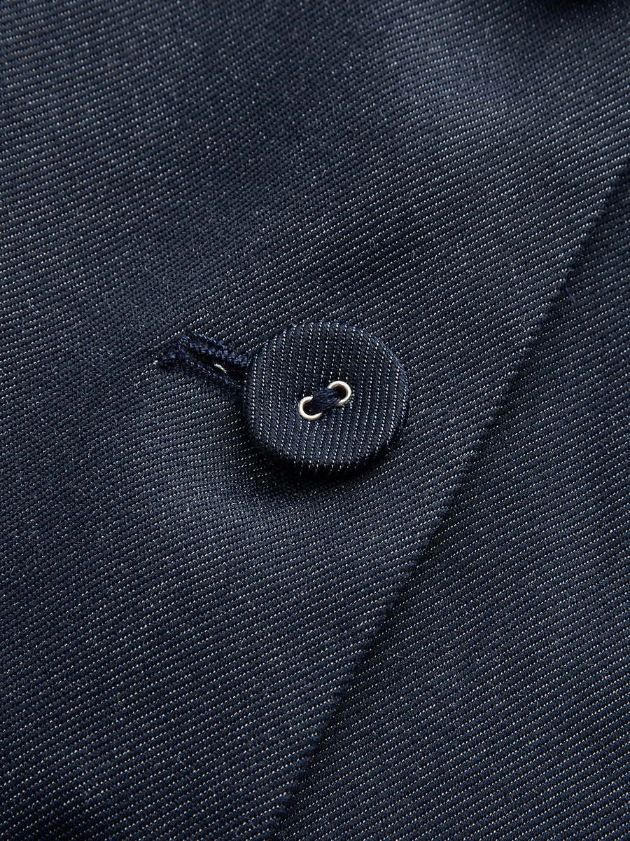 Denim V Yaka Dantelli Midi Elbise