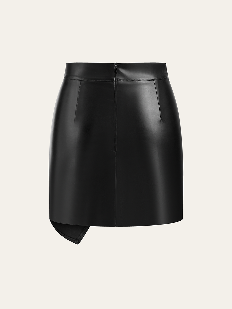 Suni Deri Twist Mini Etek