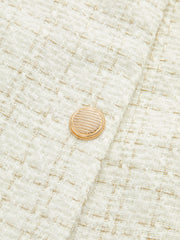 Metal Düğmeli Tweed Kemerli Blazer