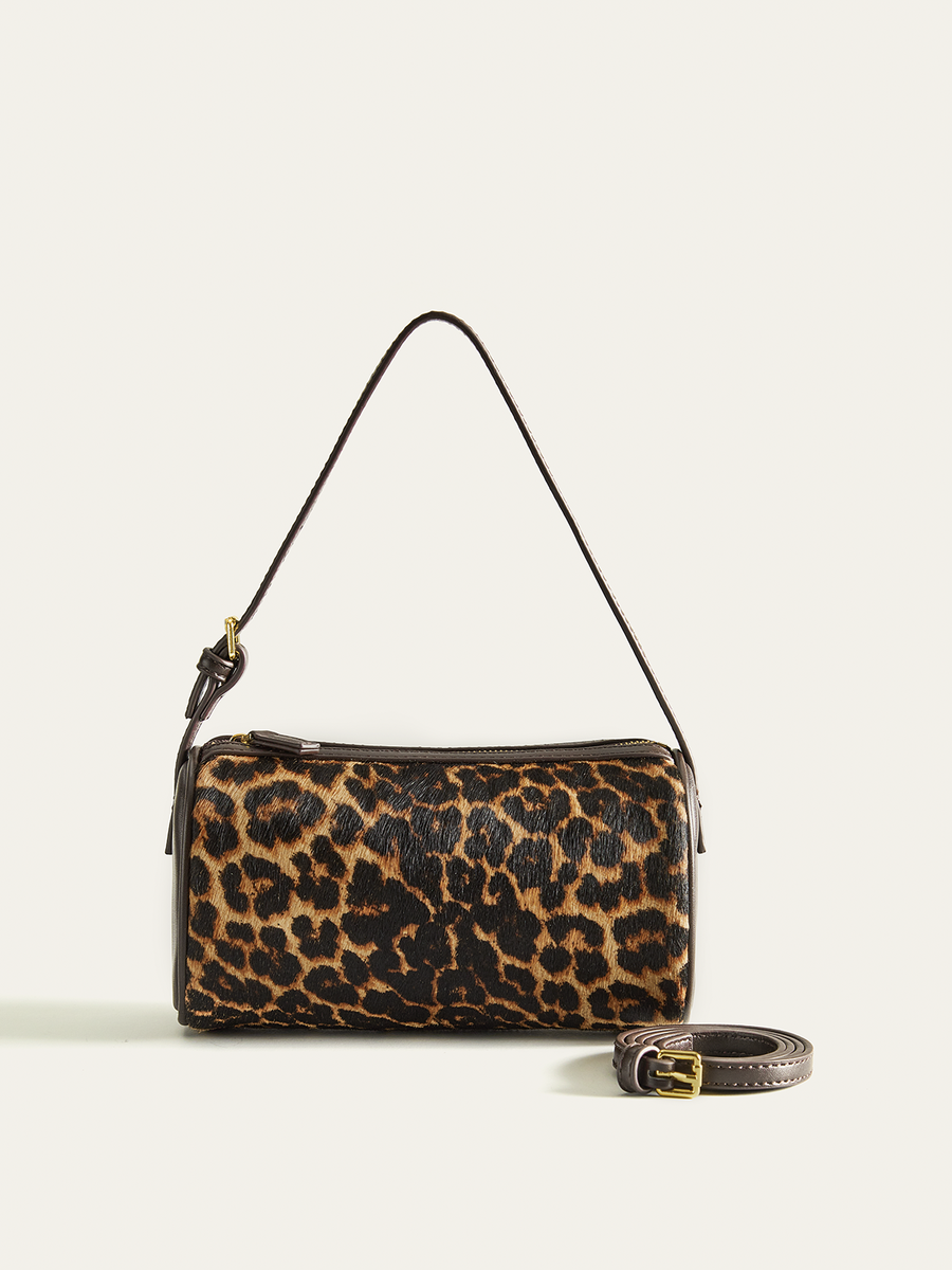 Leopar Desenli Fıçı Çanta