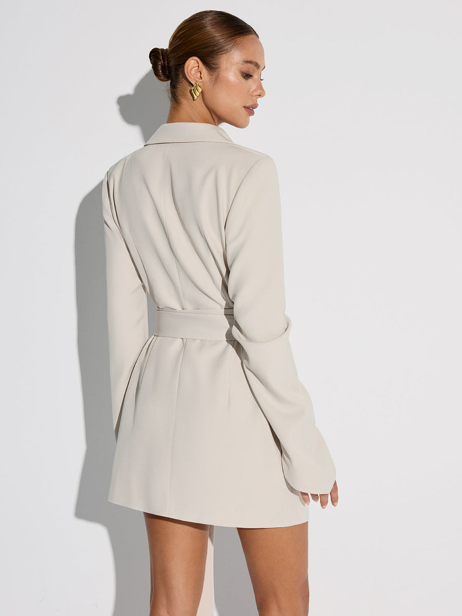 Kruvaze Kemerli Blazer Elbise