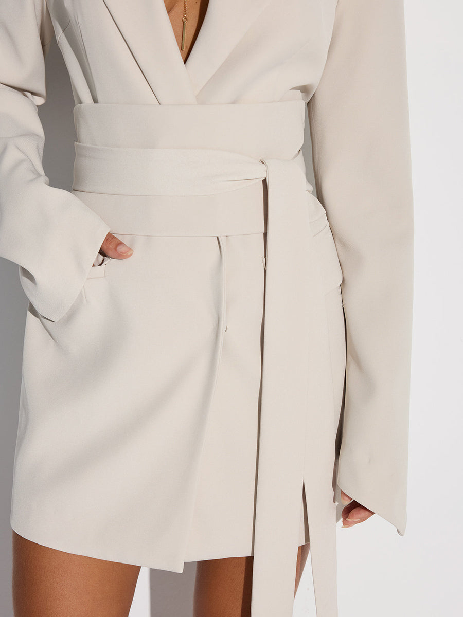 Kruvaze Kemerli Blazer Elbise