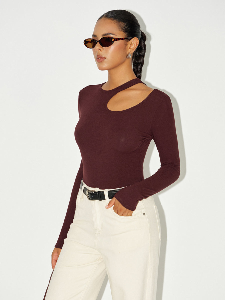 Uzun Kollu Kesikli Bodysuit