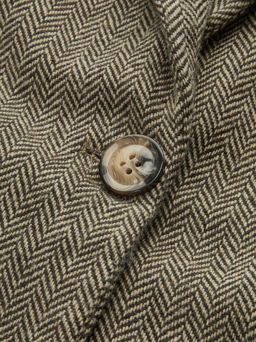Büyük 3D Çiçekli Tek Düğmeli Tweed Blazer