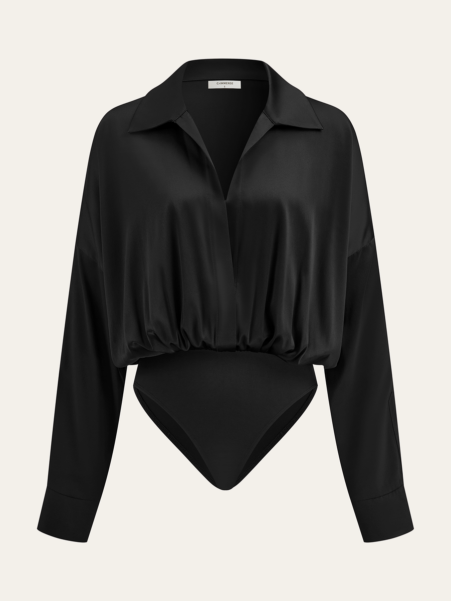 Saten Yaka Uzun Kollu Bodysuit