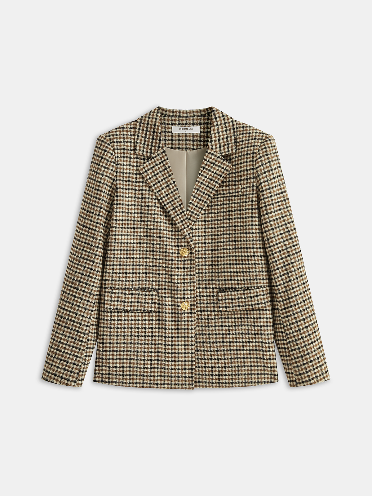 Metal Düğmeli Kareli Blazer