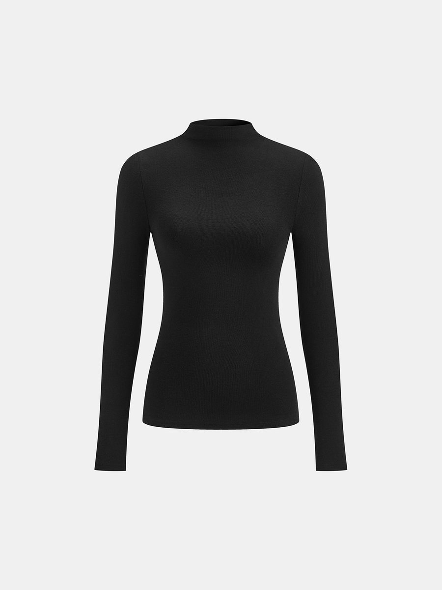 Slim Fit Dik Yaka Uzun Kollu Tişört