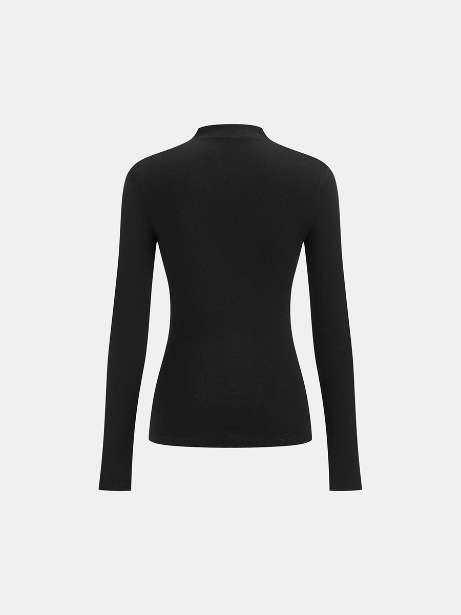 Slim Fit Dik Yaka Uzun Kollu Tişört