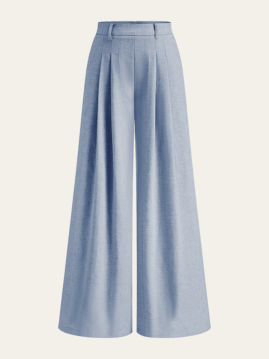 Keten Karışımlı Geniş Paça Pantolon