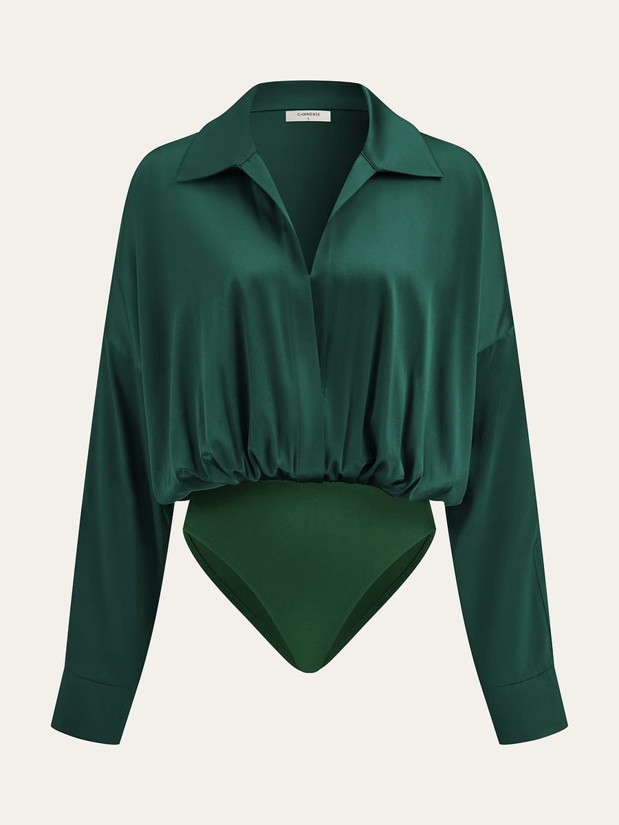 Saten Yaka Uzun Kollu Bodysuit