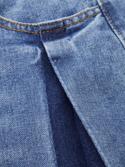 Renk Bloklu Parçalı Bol Paça Jean