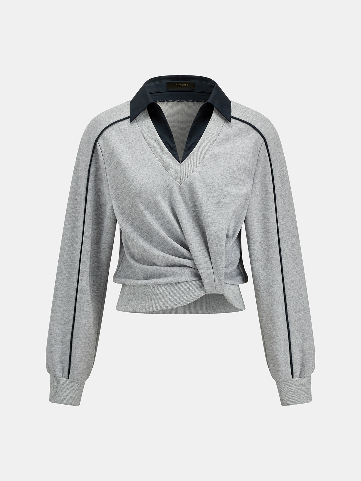 Yakalı Burgu Ön Detaylı Sweatshirt