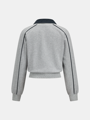 Yakalı Burgu Ön Detaylı Sweatshirt