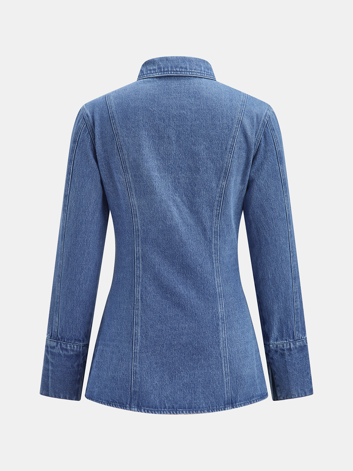 Asimetrik Dar Kesim Denim Gömlek