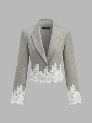 Dantel Uçlu Kısa Tüvit Blazer Ceket