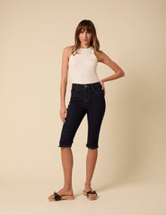 Koyu Denim Kapri Jean Pantolon