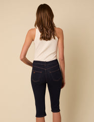 Koyu Denim Kapri Jean Pantolon