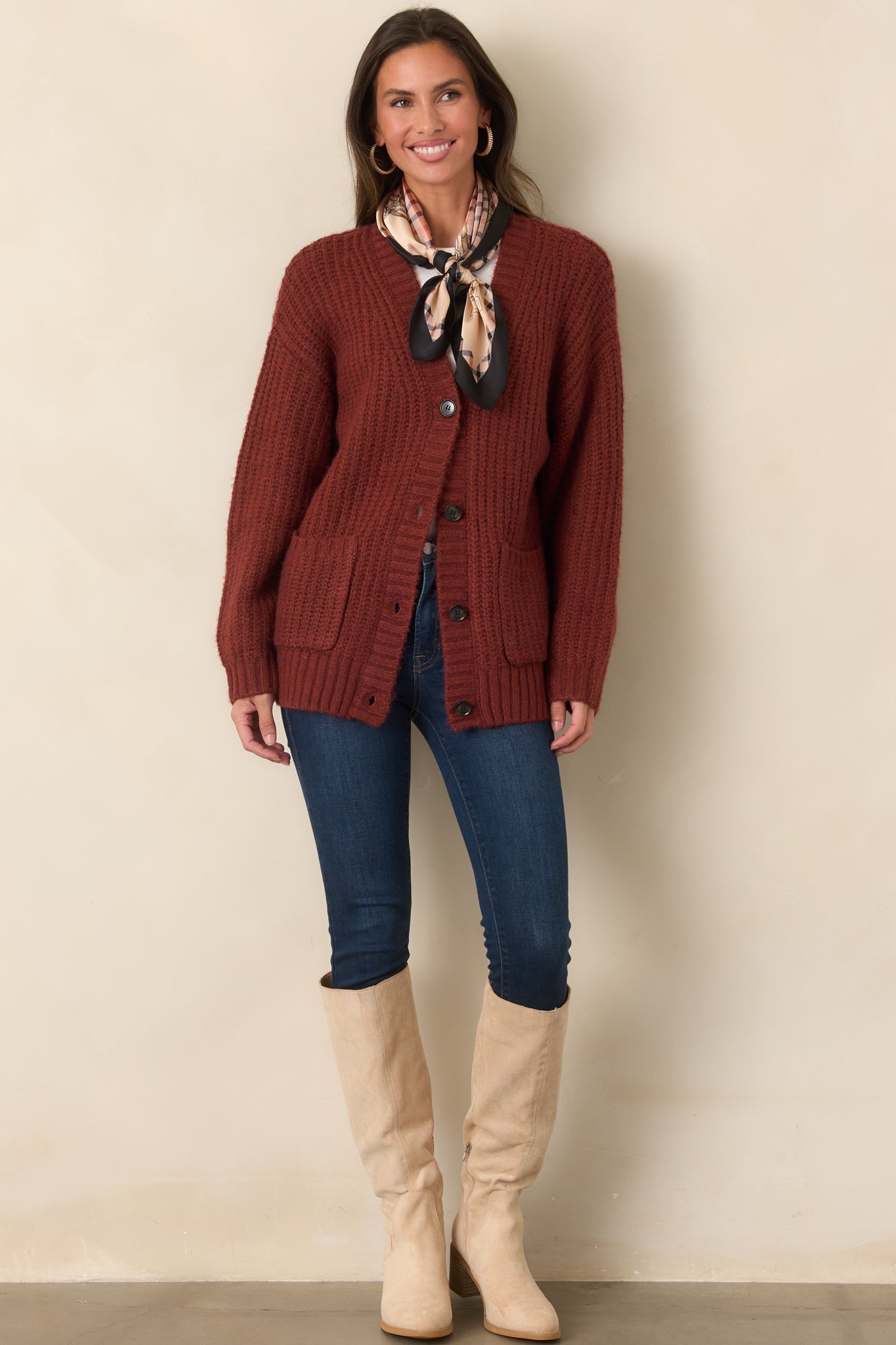Kırmızı Oversize Triko Hırka