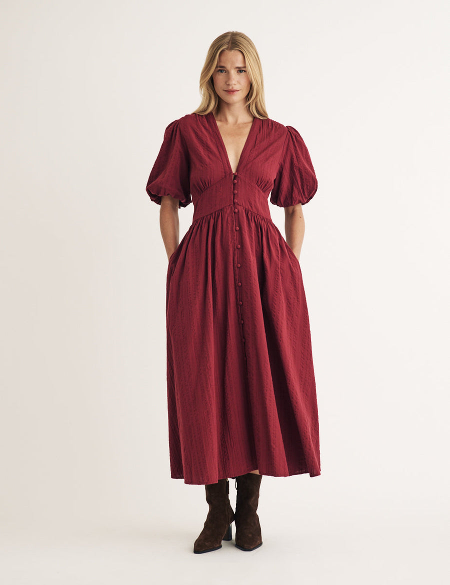 Bordo Starlight Midi Boy Elbise