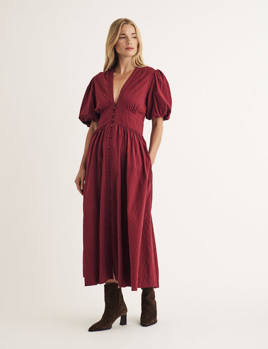 Bordo Starlight Midi Boy Elbise