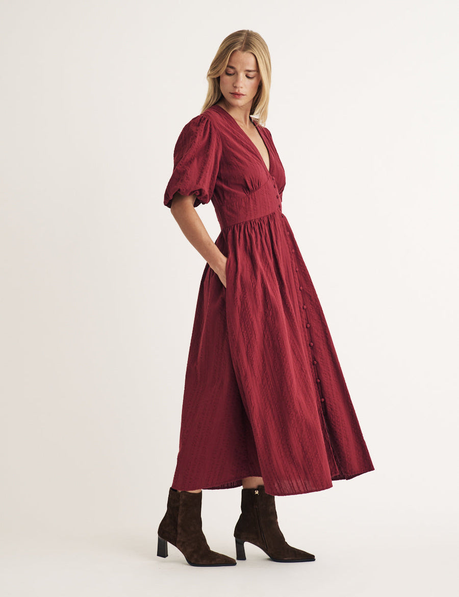 Bordo Starlight Midi Boy Elbise