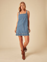 Mavi Denim A Kesim Violet Mini Boy Elbise