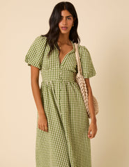 Yeşil Pötikareli Starlight Midi Boy Elbise