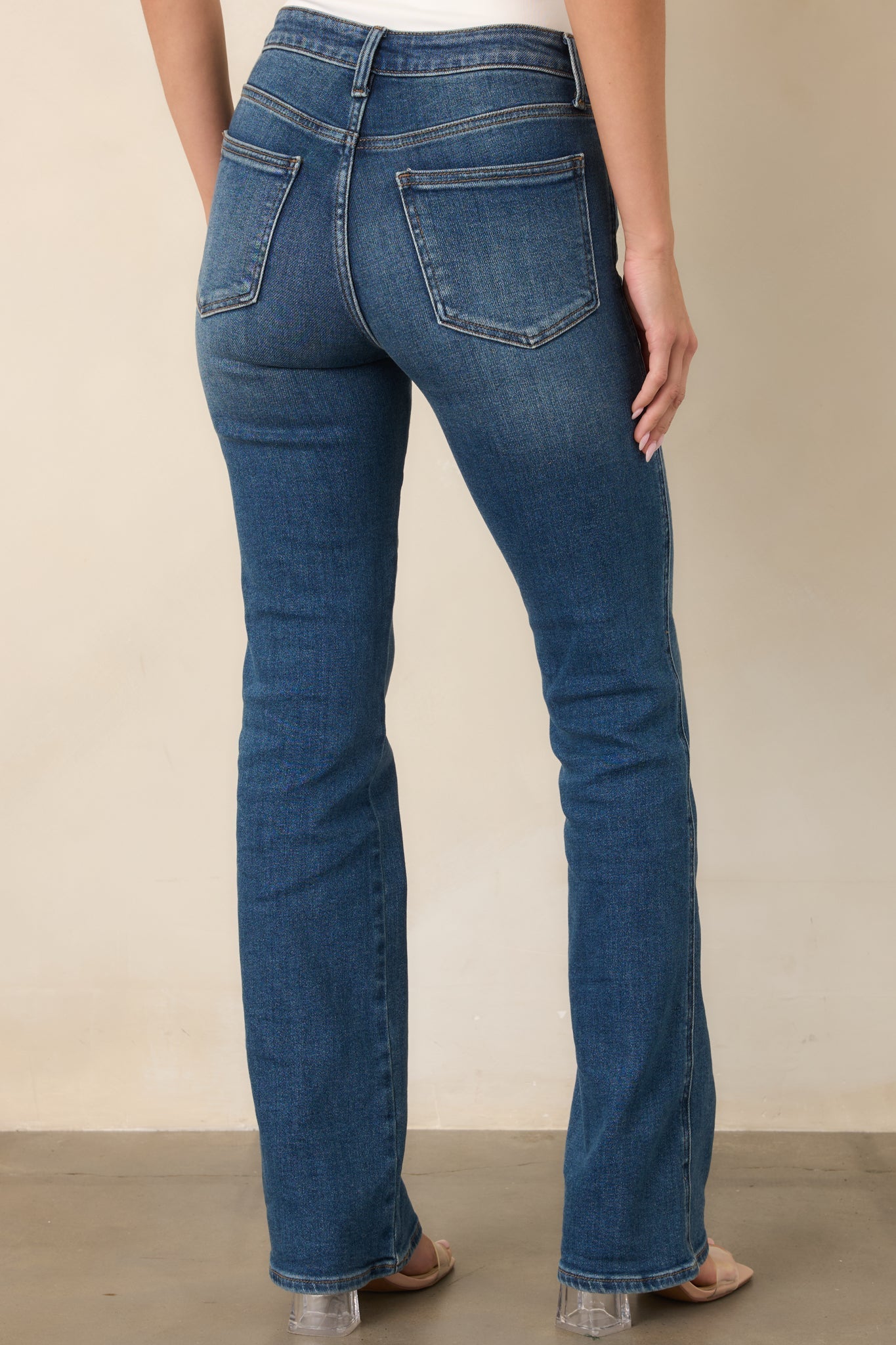 Koyu Mavi Yüksek Bel Bootcut Jean