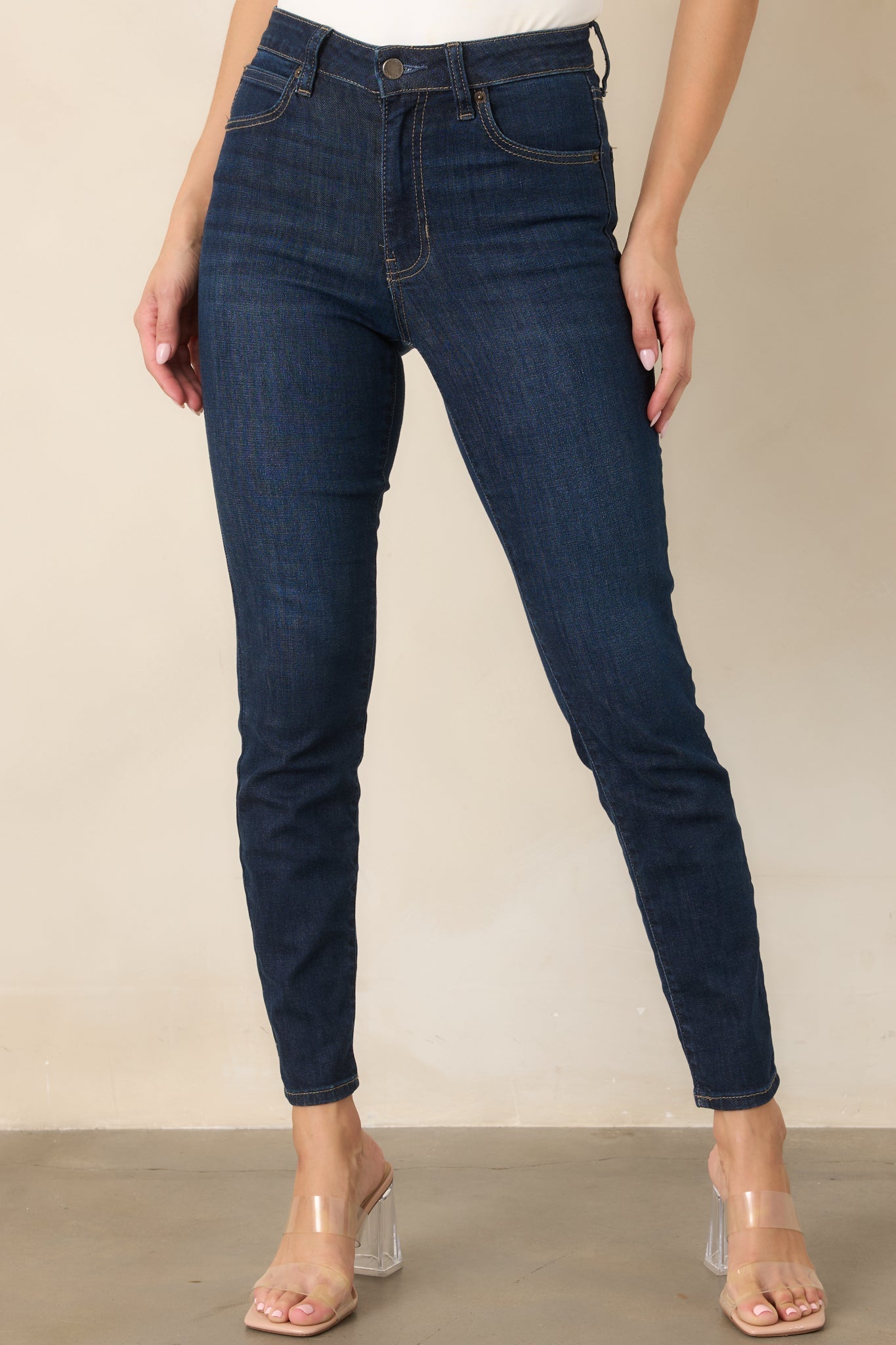 Koyu Mavi Yüksek Bel Skinny Jean