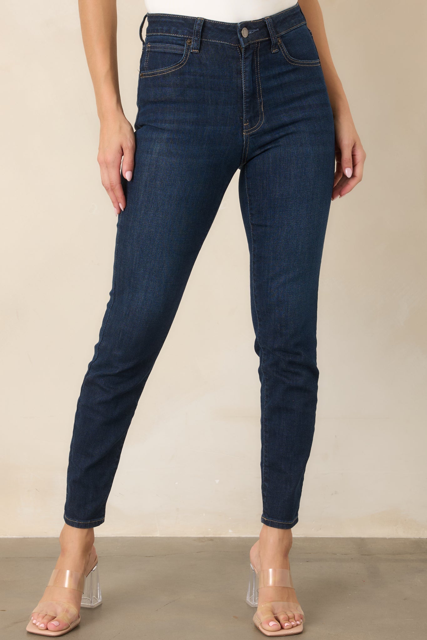 Koyu Mavi Yüksek Bel Skinny Jean