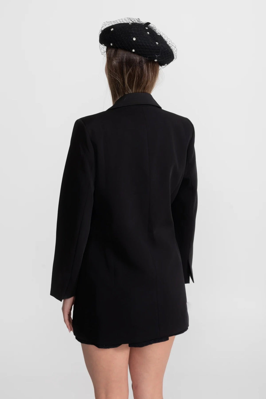 Tek Sıra Düğmeli Terzi İşi Kemerli Blazer Ceket - Siyah