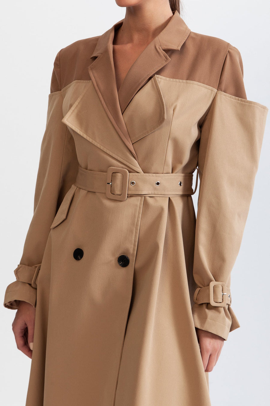 Çift Combined Trençkot Kaban - Nude