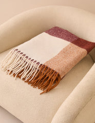 Bordo ve Taba Kareli Throw