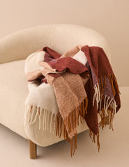 Bordo ve Taba Kareli Throw