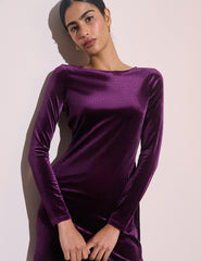 Mor Kadife Bobbie Mini Boy Elbise