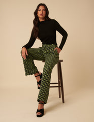 Belverosa X Lisou Siyah ve Lime Yeşil Jakarlı Checkerboard Klasik Kesim Pantolon