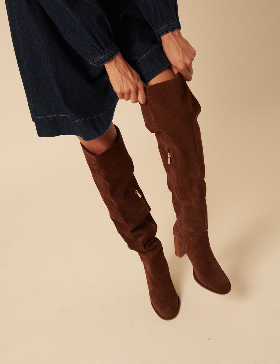 Taba Süet Thigh Yüksek Çizme