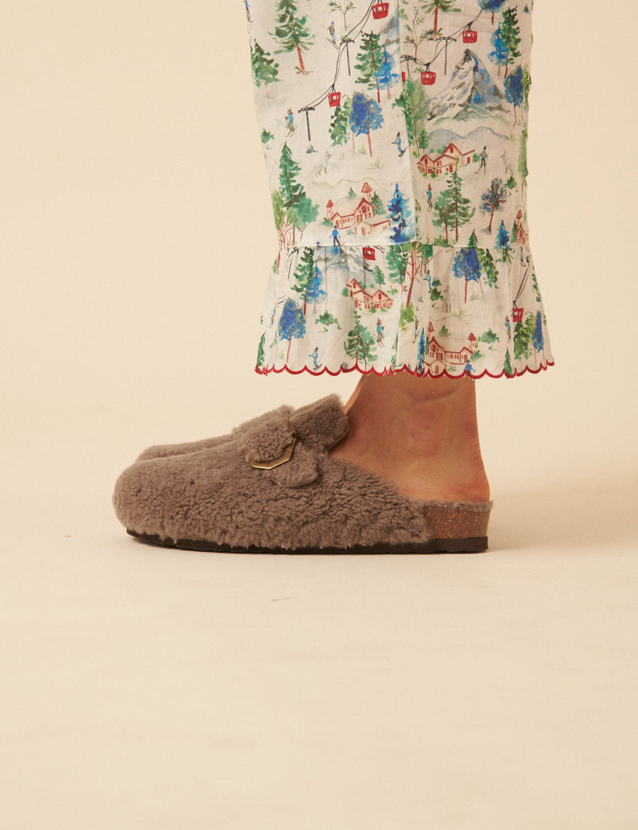 Genuins Taş Rengi Sheepskin Terlik