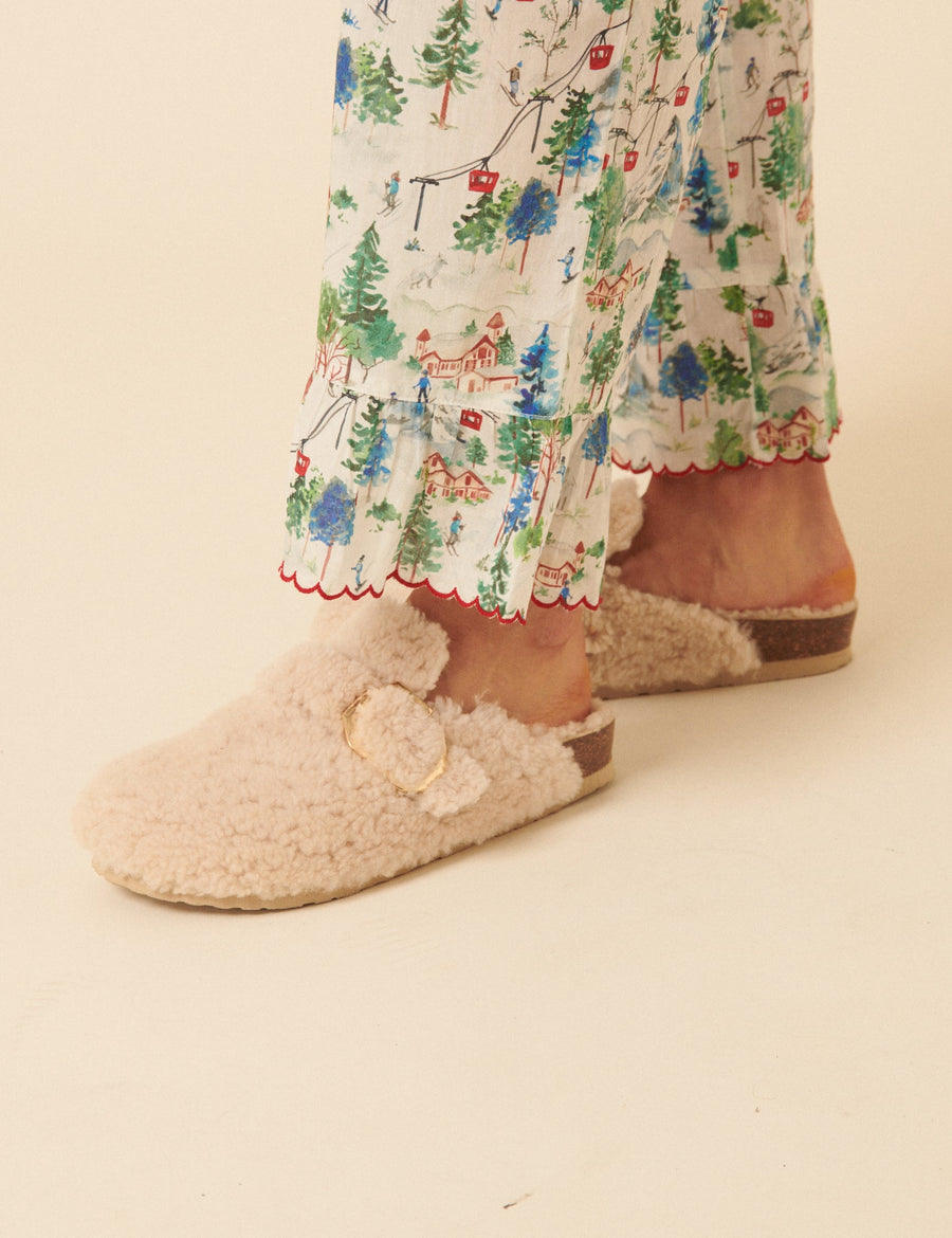 Genuins Krem Sheepskin Terlik