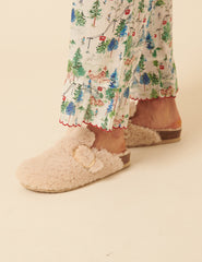 Genuins Krem Sheepskin Terlik