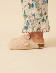 Genuins Krem Sheepskin Terlik