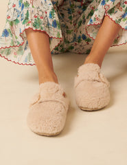 Genuins Krem Sheepskin Terlik