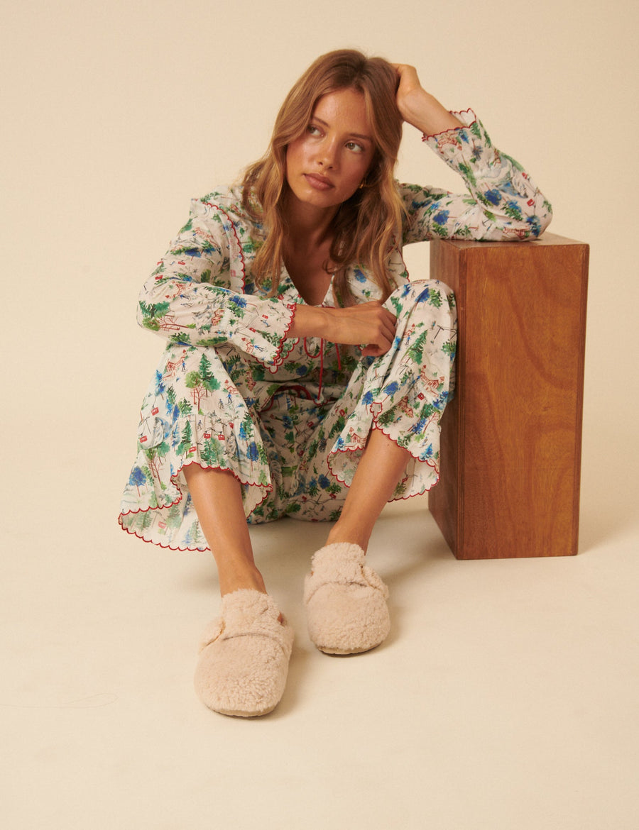 Genuins Krem Sheepskin Terlik