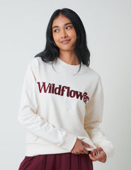 Beyaz Kır Çiçekli Sweatshirt
