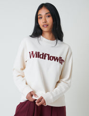Beyaz Kır Çiçekli Sweatshirt